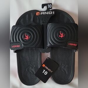 AND1 Black and Red Slide Sandals, Red Bottoms BUY 2 GET 1 FREE! Multiple Sizes!